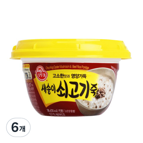 비비고 죽 추천 순위 오뚜기 즉석 새송이 쇠고기죽, 285g, 6개 TOP 가격 비교